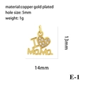 18K gold plated heart pendant with zircon inlay and I MaMa engraving for DIY jewelry - Type E-1 (I MaMa Heart) / Gold