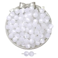 Macro shot of white resin cat eye round beads for DIY jewelry making and crafting - White