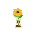 Cartoon sunflower enamel pin in Chemex coffee pot design with gold metal edges - Sunflower Pour-over Pot (CZ2464-2)