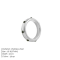 Anello in acciaio inossidabile argento da 5mm con pietre verde scuro taglia US 8 - US7 / Confezione da 10 / Argento