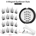 Reusable 4-magnet sunflower false eyelashes kit with storage case and applicator - [Sunflower Style] EHP08-4 With White Applicator Set