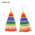 Orecchini boho fatti a mano con perline arcobaleno, frange e ganci in acciaio - Colore Arcobaleno (Gancio in Acciaio) (MG-E220030A)