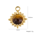 Golden sunburst tiger eye stone pendant, measuring 18.5mm by 15mm for DIY jewelry - Sun Rays Faceted Pendant - Yellow Tiger Eye