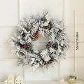 50cm Christmas wreath with snowy pine needles, red berries and natural pine cones - Snowy Pine Needles 50cm