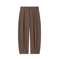 Women's brown high waisted wide leg trousers with metal zipper and pleated waist detail - XS / Pants