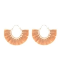 Bohemian fan-shaped tassel earrings in peach pink with gold hooks for women - Coffee Fan Shape (7446)