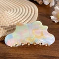 Pink rainbow cloud hair claw clip made of polished acetate with pastel swirl patterns - Light Multi-color