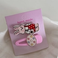 Set de barrettes lapin rose et étoile sur carte artisanale avec assiette en céramique - Lapin Sac à Dos