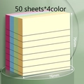 Notas adhesivas rayadas en cuatro colores flúor, tamaño 76x76 mm, pack de 200 hojas - Colores Claros Con Líneas (200 Hojas)