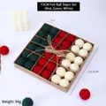 36-piece 3cm wool felt ball set in red green and white colors in a kraft gift box - Red Green White (36Pcs)
