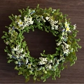 Ghirlanda di bacche artificiali primaverile con foglie verdi e piccoli fiori bianchi - Ghirlanda di Bacche n. 39 / 50cm