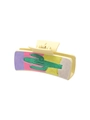 Rectangle hair claw clip with beige base and colorful cactus pattern on leather - Green Cactus Pattern