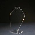 Transparent acrylic necklace display stand with stepped side design on dark background - Necklace & Earring Stand / Clear