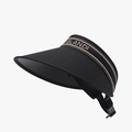 Black sun visor hat with gold embroidery and adjustable strap for UV protection - Adjustable / Black