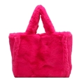 Chic rose pink plush faux fur tote bag with soft fluffy texture and spacious interior - Rose Red