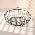 Minimalist black metal wire fruit basket, 29cm diameter decorative snack storage tray - Large (29x8.5cm) / Black