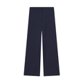 Detailed flat lay of navy blue high-waisted wide-leg trousers in smooth woven fabric - Navy Blue Pants