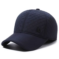 Gorra de béisbol de invierno azul marino para hombre con diseño acolchado y orejeras - Etiqueta K Azul Marino
