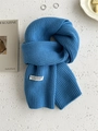 Sciarpa spessa in maglia di lana blu con etichetta fatta a mano per l'inverno - 160*25cm / Celeste