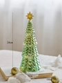 24cm Green glass Christmas tree with gold star, tabletop decor with 9cm base - Green Scale Star Top Style (9035)