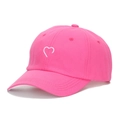 Hot pink baseball cap with white heart embroidery and curved brim for sun protection - Rose Red