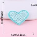 Light blue heart embroidered patch with size specifications 2.6cm by 2.0cm - Hot Melt Adhesive / Fluorescent Blue