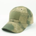 Macro shot of digital jungle camouflage fabric and tactical patch area on a baseball cap - Adjustable / American Ruins Camo