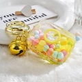 Cute yellow acrylic earphone case with colorful beads and a large gold bell keychain - Gradient Rope + Colorful Bead Milk Tea Cup / Camera [Lemon Yellow]
