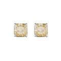 Sparkling yellow square-cut diamond stud earrings in S925 sterling silver four-prong setting - 925 Silver / Goose Egg Yellow Studs