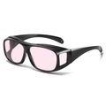 Cycling sunglasses with black glossy frames and pink lenses with side windows - Black Frame Pink Lens