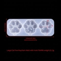 Three-hole cat paw silicone mold for DIY resin keychains with 133x49x22mm dimensions - Large Cat Paw Keychain Mold With Hole YSK#06