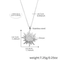 Silver stainless steel sun pendant necklace with cubic zirconia and dimension details - Silver Sunflower / 40+5cm