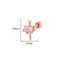 Rose gold heart cross stud earring with pink cubic zirconia and screw ball back design - Pink Heart Cross Style (2# Rose Gold)