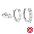 925 sterling silver jewelry set featuring iridescent opal stones and sparkling diamonds - 3Pcs Per Set / White Gold