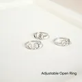 Set di anelli regolabili in argento con cuore traforato e graziosi motivi a zampa - Anello Aperto Artiglio di Gatto