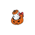 Spilla Halloween fantasma con cappello a zucca e scatola regalo arancione in smalto - Fantasma con confezione regalo di zucca