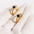 Golden chain ear cuff featuring a square-cut black stone and vintage twisted design - Black Zircon Hoop (788)