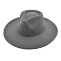 Classic dark grey wool felt fedora hat with wide brim and teardrop top for men and women - M (56-58cm) / Dark Gray