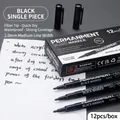 Pack of 12 black 2.0mm fiber tip markers with waterproof quick-dry ink on paper - Black Hard Tip Single