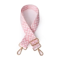 Bohemian woven bag strap in pink and white wave pattern with gold metal hardware - 1003 Geometric Pink White