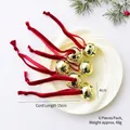 Set di 6 campanelli natalizi dorati con stelle e nastri di velluto rosso per albero - Stella Cava Stile A / 4cm/Set da 6 / Campana Oro con Nastro Rosso
