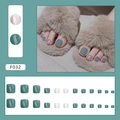 Morandi grüne und silberne Glitzer-Zehennägel zum Aufkleben im kompletten Set F032 - 24er Set (Inklusive Kleber) / Seeblau (F032)