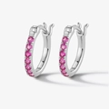 Orecchini a cerchio in argento 925 con scintillanti pietre di zircone rosa - Strass Rosso (5191138805174) / Argento 925 / Argento