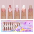 French nude pink gradient soft gel press-on nails, 150 pieces with 15 sizes - 5-Color Gradient Press-on Nails 04