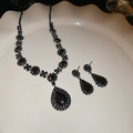 Elegante conjunto de joyas vintage con strass negros en forma de gota de agua - 31# Gota de Agua Negra - Negro Fusil (Conjunto de 2 piezas)