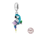 Pendentif perroquet en argent 925 avec émail bleu vibrant et détails en zircon brillant - SCC2271-Perroquet Coloré