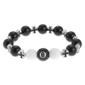 Gothic punk beaded bracelet with number 8 billiard ball and silver cross charms - Cross Number Bracelet