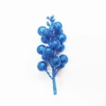 Decorative blue glitter berry branch for Christmas tree ornament on white background - 15-head Foam Berry / Blue