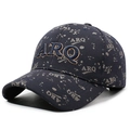 Dark blue baseball cap featuring ARQ 3D embroidery and grey splash pattern design - Adjustable / Navy Blue