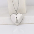 Silver heart locket necklace with Eiffel Tower engraving and photo compartment - Eiffel Tower Heart/Steel